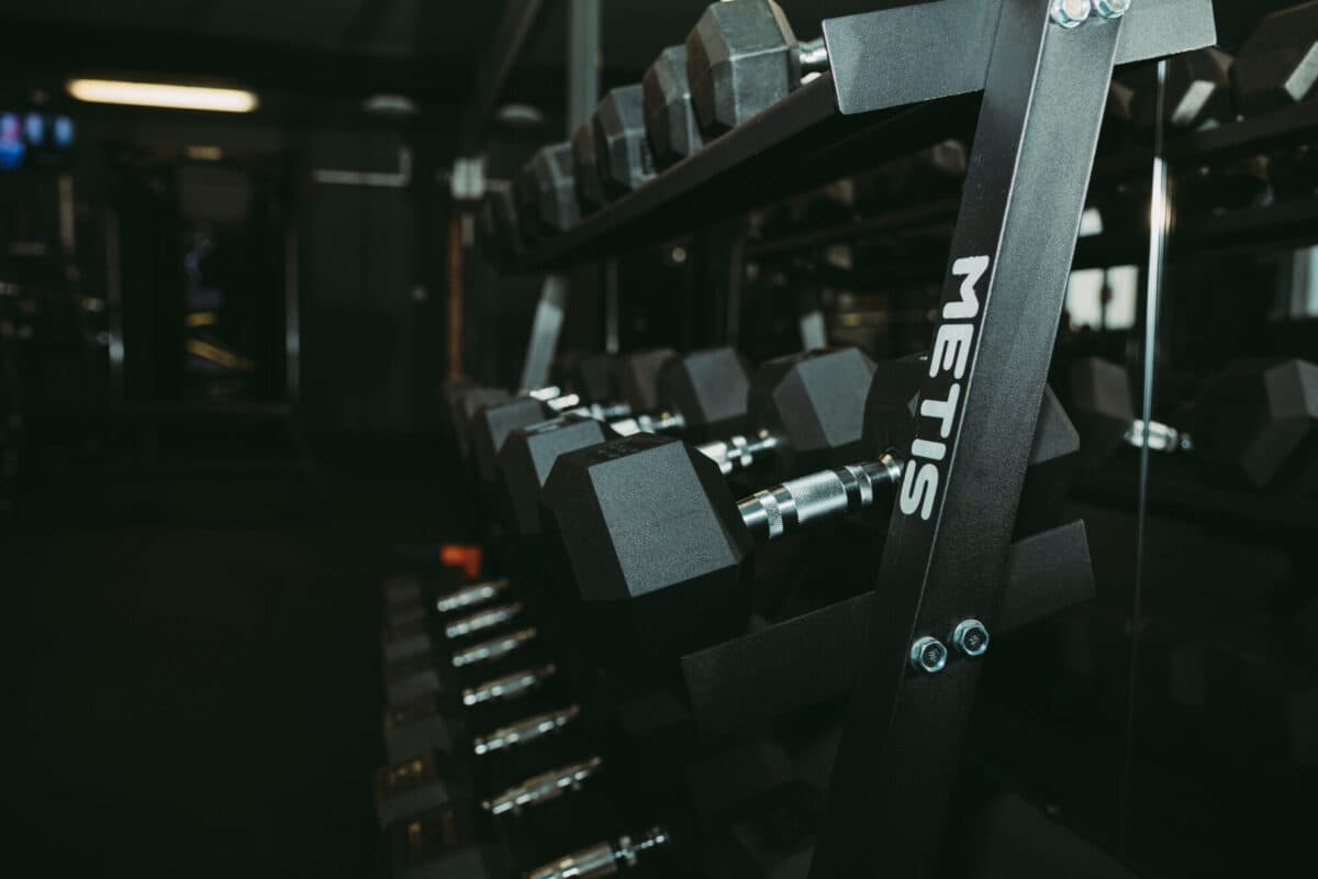 Free weights rack at T2 gym